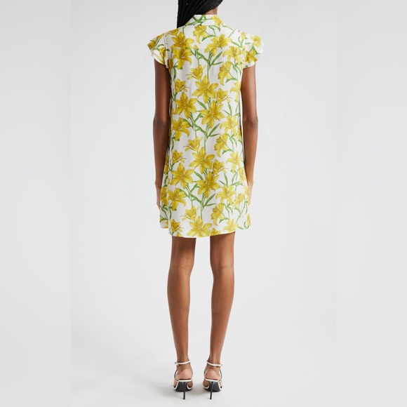 NWT Alice+Olivia Jem Floral Flutter Sleeve Mini Shirtdress Size S/P $375 - Picture 3 of 10